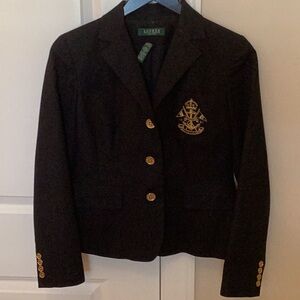 Lauren Ralph Lauren Black Blazer with Gold Accents Size Petite Medium